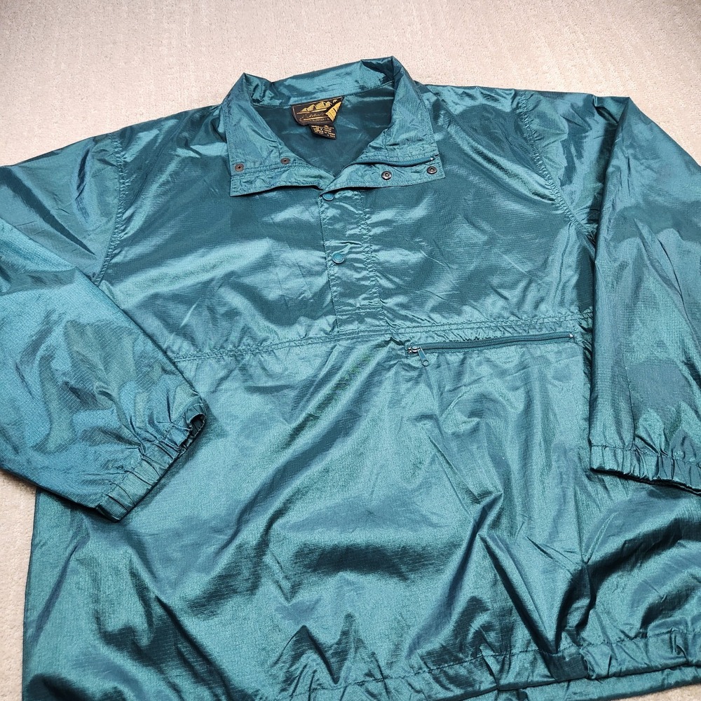 Vintage Eddie Bauer Anorak Jacket Men XL Green Nylon Ripstop 90s Granola Gorp